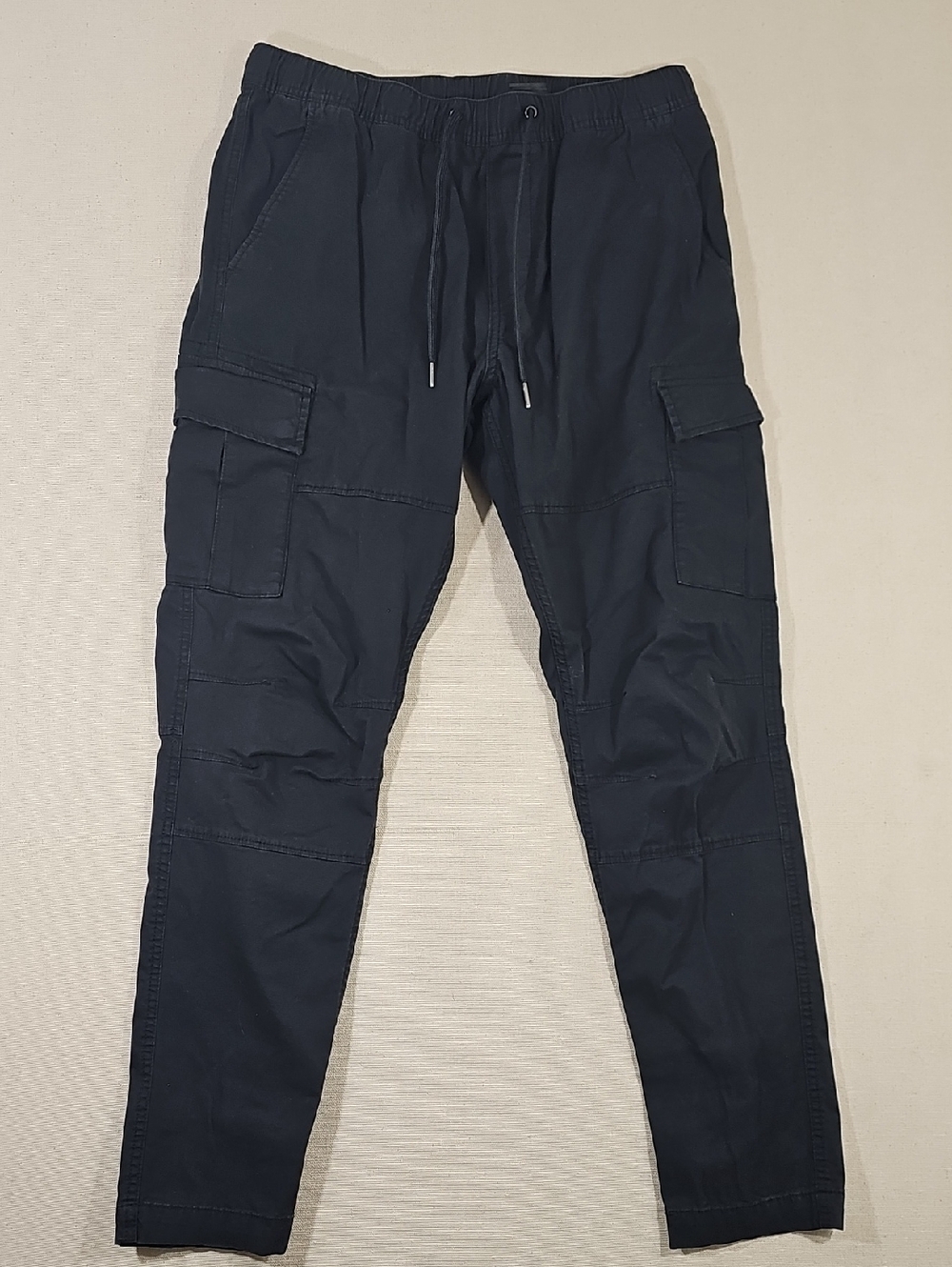 H&M Dark Navy Cargo Joggers with Drawstring Waist
